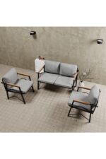 MB GARDEN FURNITURE Simetri Model, Balkon, Bahçe, Cafe, Metal Koltuk Takımı, Bahçe Takımı , Çay Seti, 2+1+1 süngerli - Görsel 2
