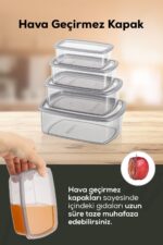Vienev 8'li Hava Geçirmez Saklama Kabı Seti Antrasit 2x(250-500-750-1200 ML) - Görsel 5
