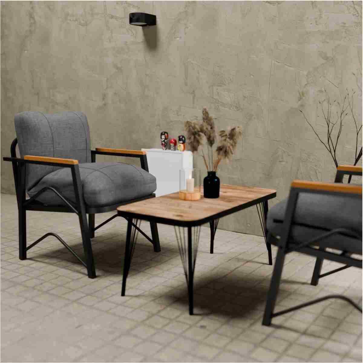 MB GARDEN FURNITURE Simetri Model, Balkon,mutfak, Bahçe, Cafe, Metal Koltuk Takımı, Bahçe Takımı , Çay Seti, 1+1+SEHPA - Görsel 2