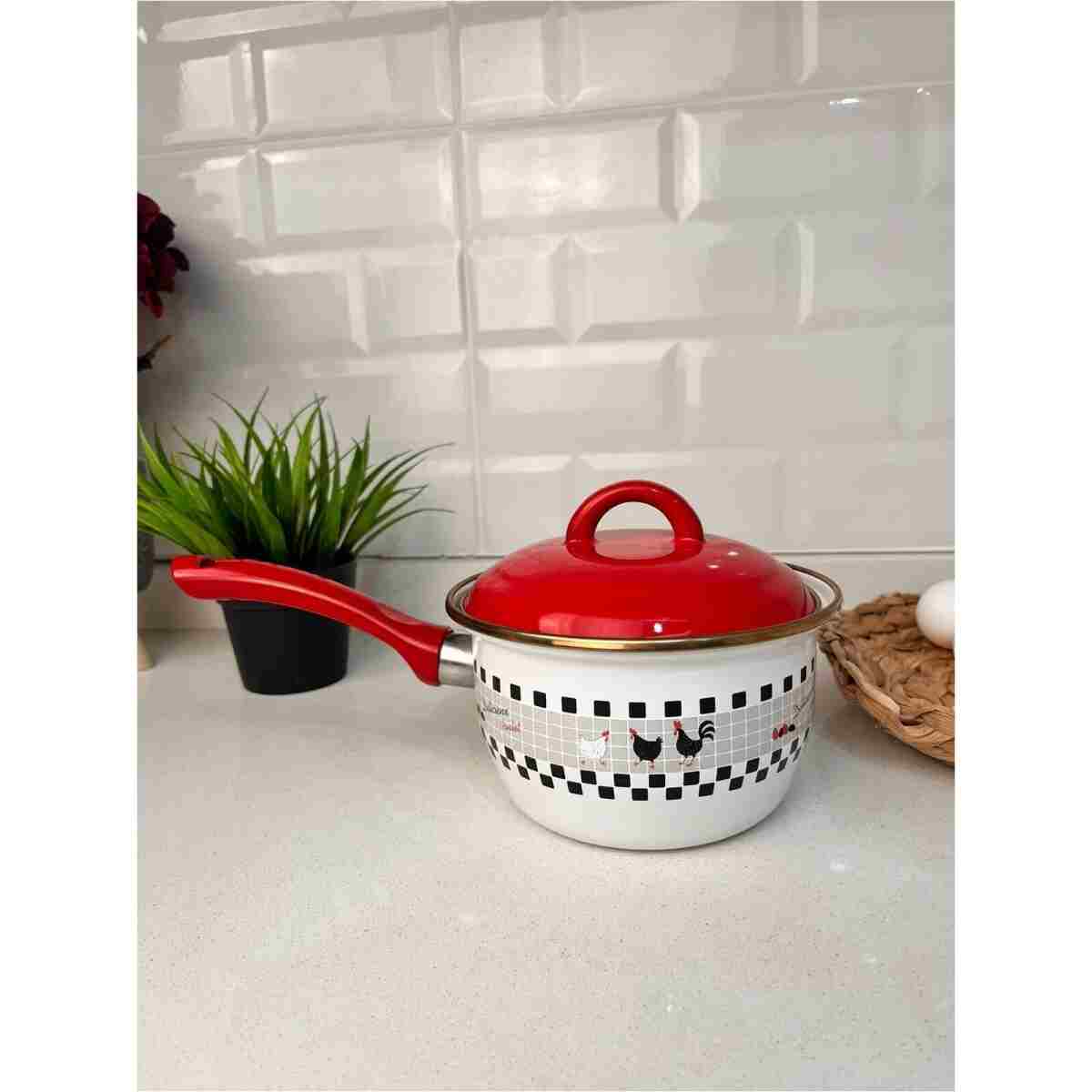 Akkoyunlu home Rafadan Yumurta Pişirme Haşlama Tenceresi Ve Sos Tenceresi Emaye Tava 12 CM - Görsel 7