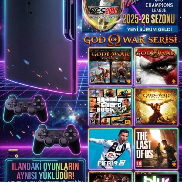 AST Sony Playstation 3 Slim 500 Gb ( Yenilenmiş ) 2 Kablosuz Kol 40 Dijital Oyun Garantili Ürün