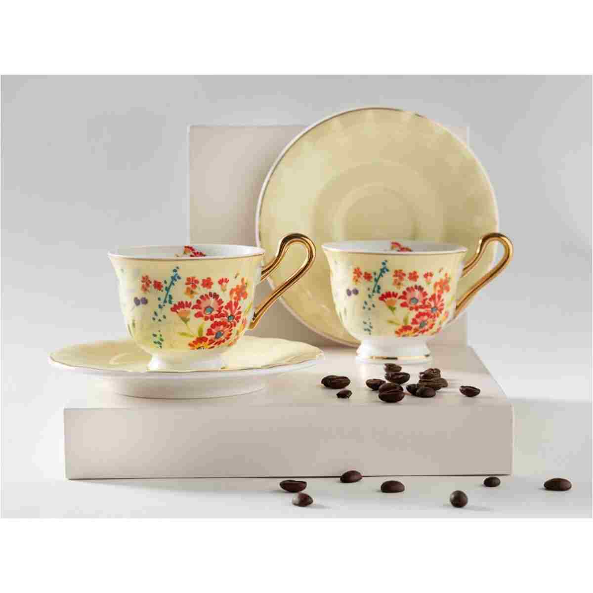 English Home Miranda New Bone China Kahve Fincan Takımı 4 Parça 2 Kişilik Açık Sarı - Görsel 5