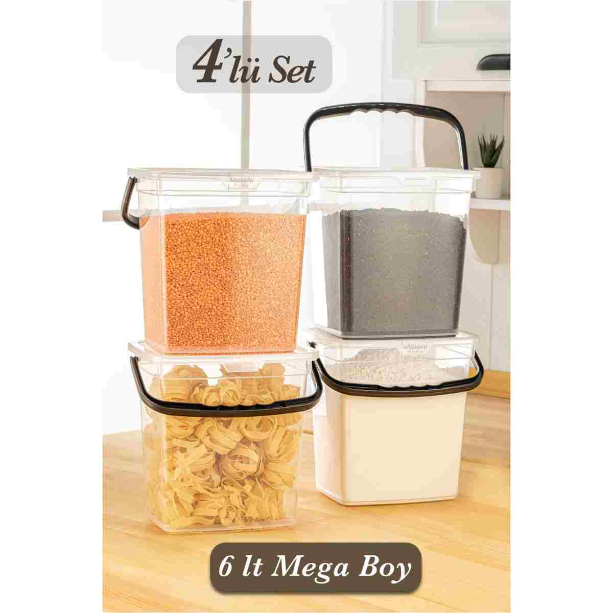 Meleni Home 4'lü Un Ve Bakliyat Kabı 6 Litre - Platin Serisi - Görsel 4