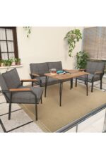 Mygusi Hayal Balkon, Bahçe, Cafe, Metal Kanepe Koltuk Takımı , Bahçe Mobilyası, 60x90 Masalı - 211 Kahve - Görsel 5
