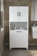 Bofigo Çok Amaçlı Dolap Banyo Dolabı Kirli Çamaşır Sepeti Dolabı Damla Beyaz - Görsel 3