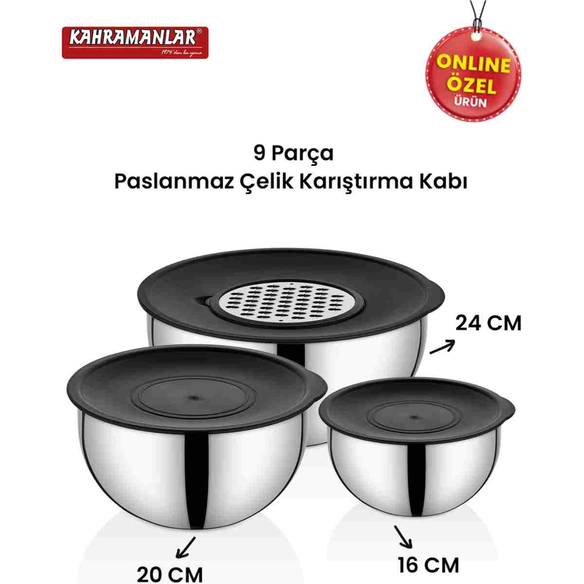 Kahramanlar Chef Mix 9 Parça Rendeli Karıştırma Ve Saklama Kabı - Görsel 11
