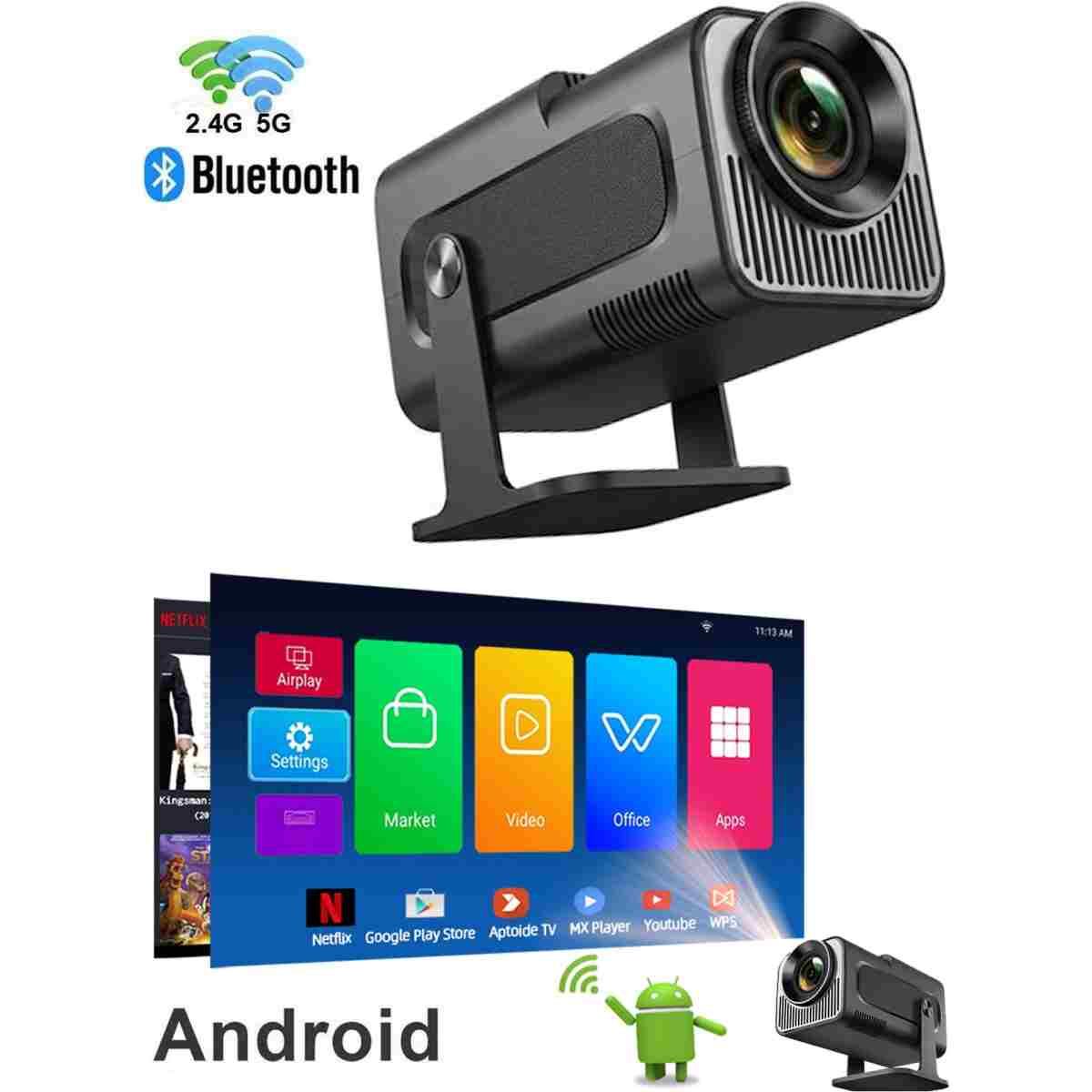 Happy Owl Taşınabilir Sinema Projektörü 4K Ev Sineması Android 12 130" inç Yansıtma Projeksiyon. - Görsel 8