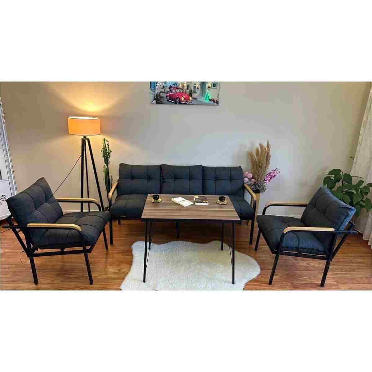Modern Style Home Modern Sarıyer Balkon, Bahçe, Cafe - Metal Kanepe Koltuk Takımı - 3+1+1+masa - Görsel 2