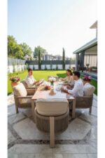 BALCO HOME Lavanta Alüminyum Yemek Takımı Cappucino( 6 adet tekli oturum, 100x200 masa) - Görsel 4
