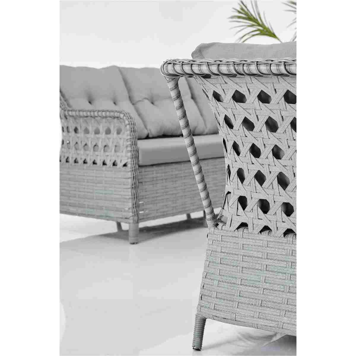 Evdemo Deniz Rattan Puflu Bahçe Balkon Takımı 3+1+1 Gri - Görsel 3