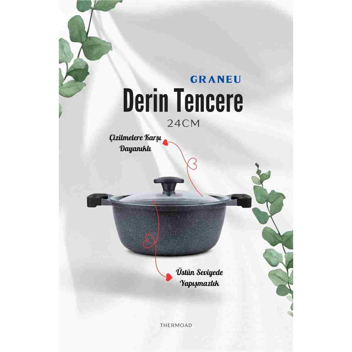 ThermoAD Alüminyum Granit Döküm Graneu Model 7 Parça Set Tad7prgrangri, One Size - Görsel 7