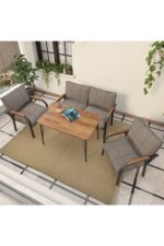 Mygusi Hayal Balkon, Bahçe, Cafe, Metal Kanepe Koltuk Takımı , Bahçe Mobilyası, 60x90 Masalı - 211 Kahve - Görsel 4