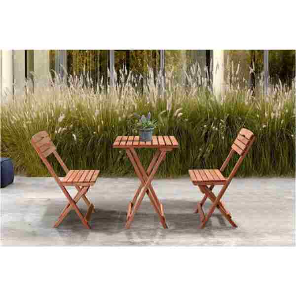 BarışAhşap Balkon Bahçe Mutfak 3'lü Bistro Set 2 Sandalye 1 Masa Hediye Minderli