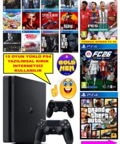 Galaktikos Tech Siyah Renk Playstation 4 Ps4 Slim Kasa 1 TB HDD 13 Oyunlu Ürün 2 Adet V2 Kol (12.02V) 12 Ay Garanti