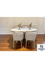 NUNKA HOME Arya Gold Line Krem Serisi +6 Sandalyeli Mdf Lak Panel Beyaz Masa Takımı - Görsel 3
