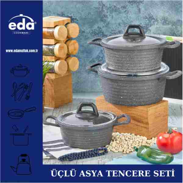 Eda Üçlü Asya Derin Tencere Seti 16/18/20
