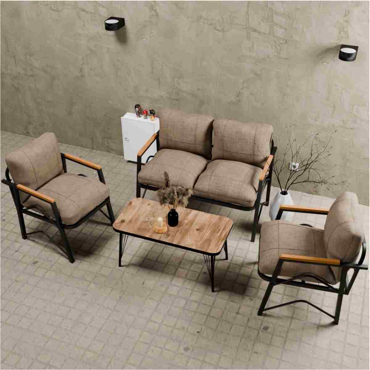 MB GARDEN FURNITURE Simetri Model, Balkon, Bahçe, Cafe, Metal Koltuk Takımı, Bahçe Takımı , Çay Seti, 2 1 1 Orta Sehpalı - Görsel 2