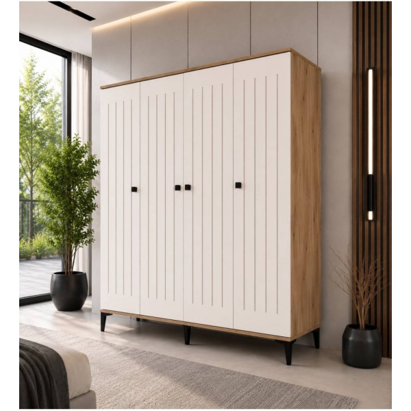 Afilli Arya 4 Kapaklı Gardrop Tamamı Mdf( Atlas Çam Beyaz )