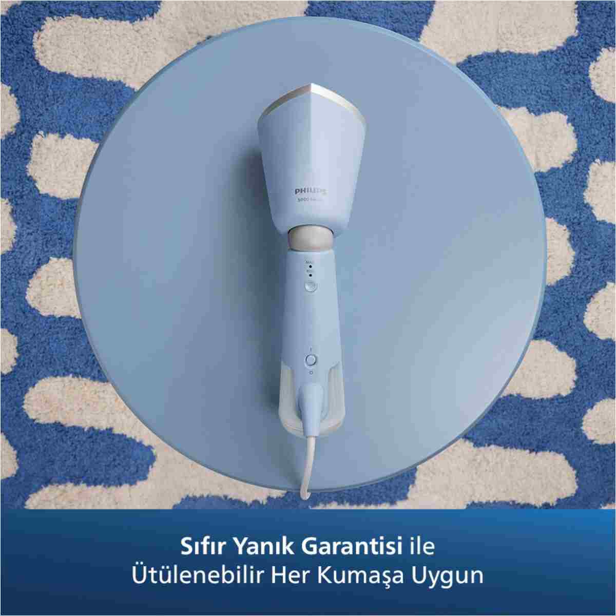 Aparat de calcat vertical portabil Philips STH5020/20 , 1300W, 120 ml, talpa metalica, Turcoaz - Görsel 9