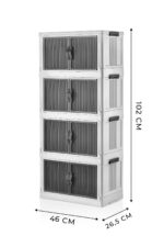 Kitchen Life 4'lü Portatif Istiflenebilir Organizer Mıknatıslı Kapaklı Dolap - Sert Plastik Mutfak Banyo Dolabı - Görsel 4