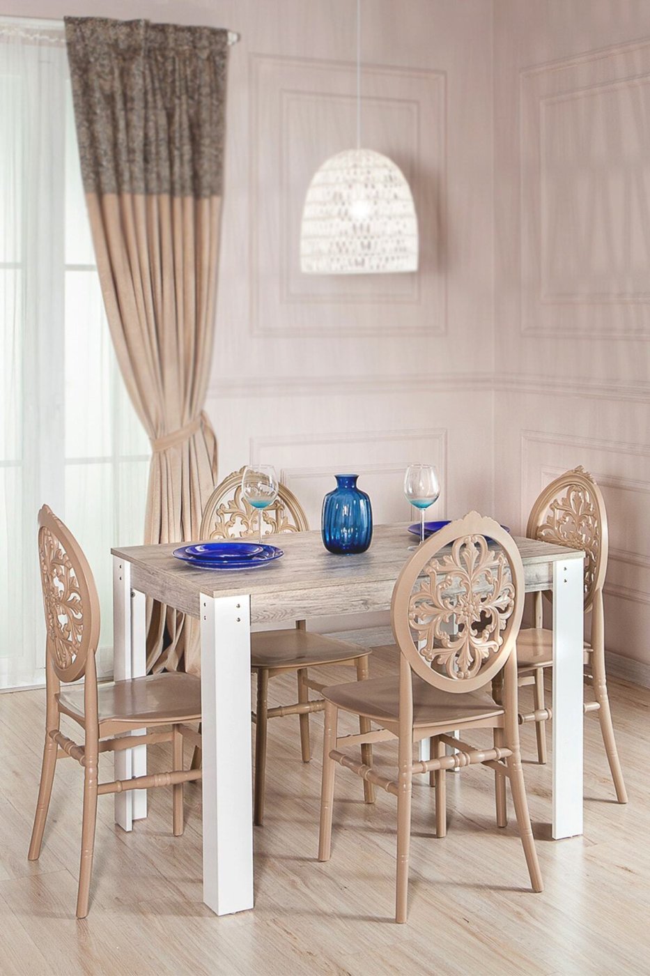 82d0e254bb055413381374a47b4a017a SANDALİE Grande Ceviz / Venüs Mutfak Masa Takımı 1 Masa 4 Sandalye - Cappucino - Görsel 1