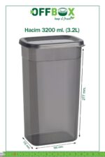 OFFBOX 6 Adet 12 Parça 3,2 Litre Mega Boy Dikdörtgen Erzak Bakliyat Saklama Kabı Seti 20 Etiket Hediyeli - Görsel 15