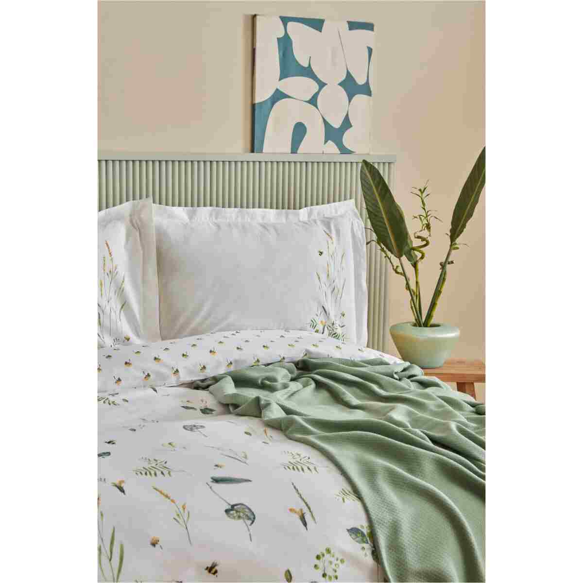 Karaca Home Herbal %100 Pamuk Çift Kişilik Nevresim Pike Set Beyaz - Görsel 4