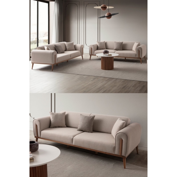 EDSY HOME Riva 3+3 Koltuk Takımı Sütlü Kahve