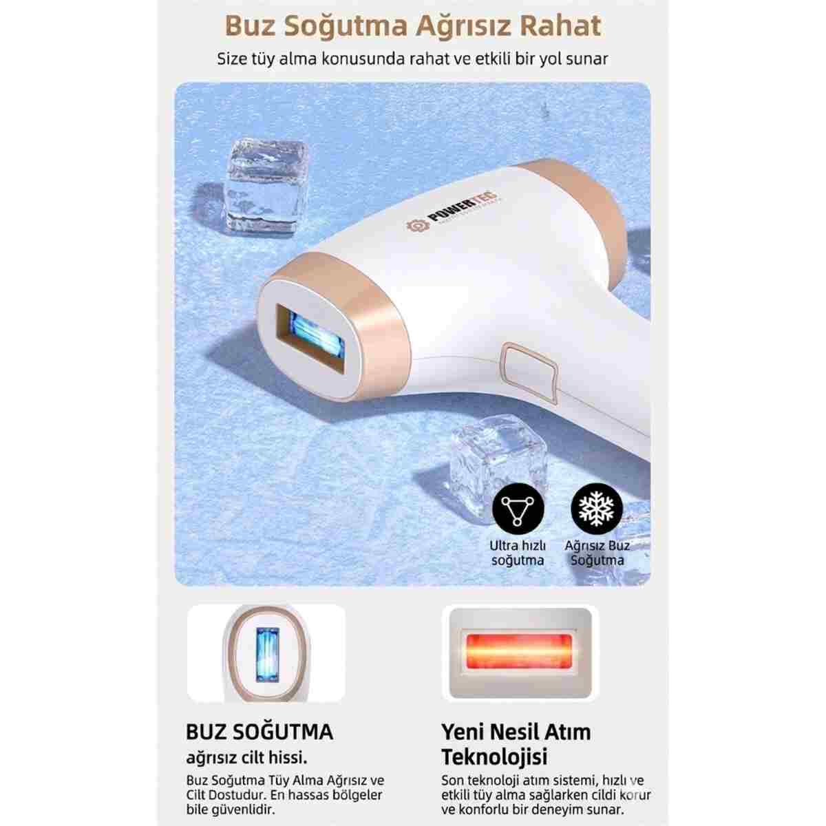 POWERTEC TR-9999 IPL Lazer Epilasyon 999.999 Atım Otomatik/Manuel 9 Modlu | Buz Başlıklı & Çanta Hediyeli - Görsel 19