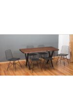 Sağıroğlu Ahşap 6 Kişilik Ahşap Kütük Yemek Masası Altılı Sandalye Takımı 80x160 Masif Kaplama - Görsel 2