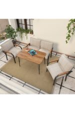 Mygusi Hayal Balkon, Bahçe, Cafe, Metal Kanepe Koltuk Takımı , Bahçe Mobilyası, 60x90 Masalı - 211 Kahve - Görsel 8