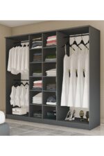Metalia Gm 087 Favorite 6 Kapılı Aynasız Sonomo - Antrasit Gri Siyah Kulplu Gardırop - Görsel 3