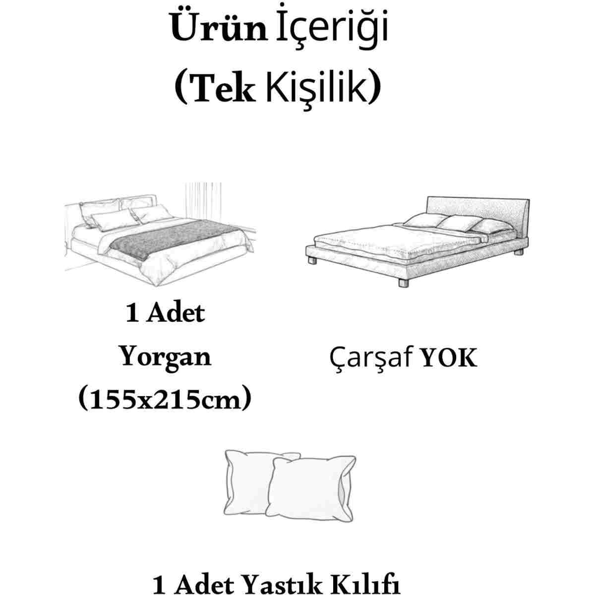 sternen glanz Veloria Pamuklu Çift Taraflı Desenli Wellsoft Tek kişilik Yorgan ve Yastık Kılıfı seti / Uyku Seti - Görsel 3