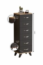 AEKA AE-3038 Belinda 6 Çekmeceli Antrasit Gri Şifonyer Komodin 132*45*36 cm - Görsel 2