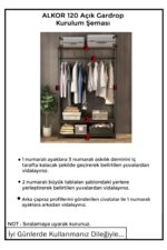 Brady Mobilya Alkor 180x120x35 Metal Masif Ahşap Desenli Yonga Levha Açık Giyinme Dolap Portmanto Askılık - Görsel 7