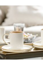 English Home Marella Porselen 12 Parça 6 Kişilik Kahve Fincan Takımı 85 ml Gold - Görsel 5
