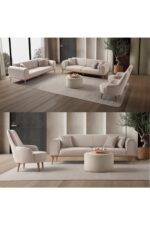 EDSY HOME Rebull 3+3+1+1 Koltuk Takımı Sütlü Kahve - Görsel 2