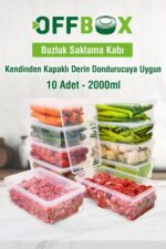 OFFBOX 10 Adet 2 Lt. Kendinden Kapaklı Derin Dondurucuya Uygun Saklama Kabı Düzenleyici - Görsel 10