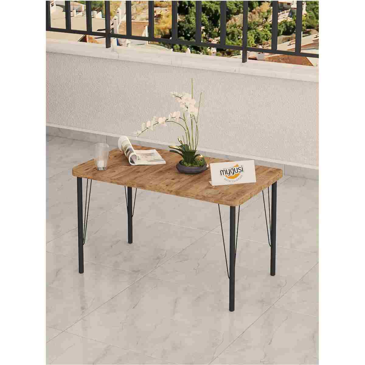 Mygusi Hayal Balkon, Bahçe, Cafe, Metal Kanepe Koltuk Takımı , Bahçe Mobilyası, 211 Sehpalı - Koyu Gri - Görsel 4