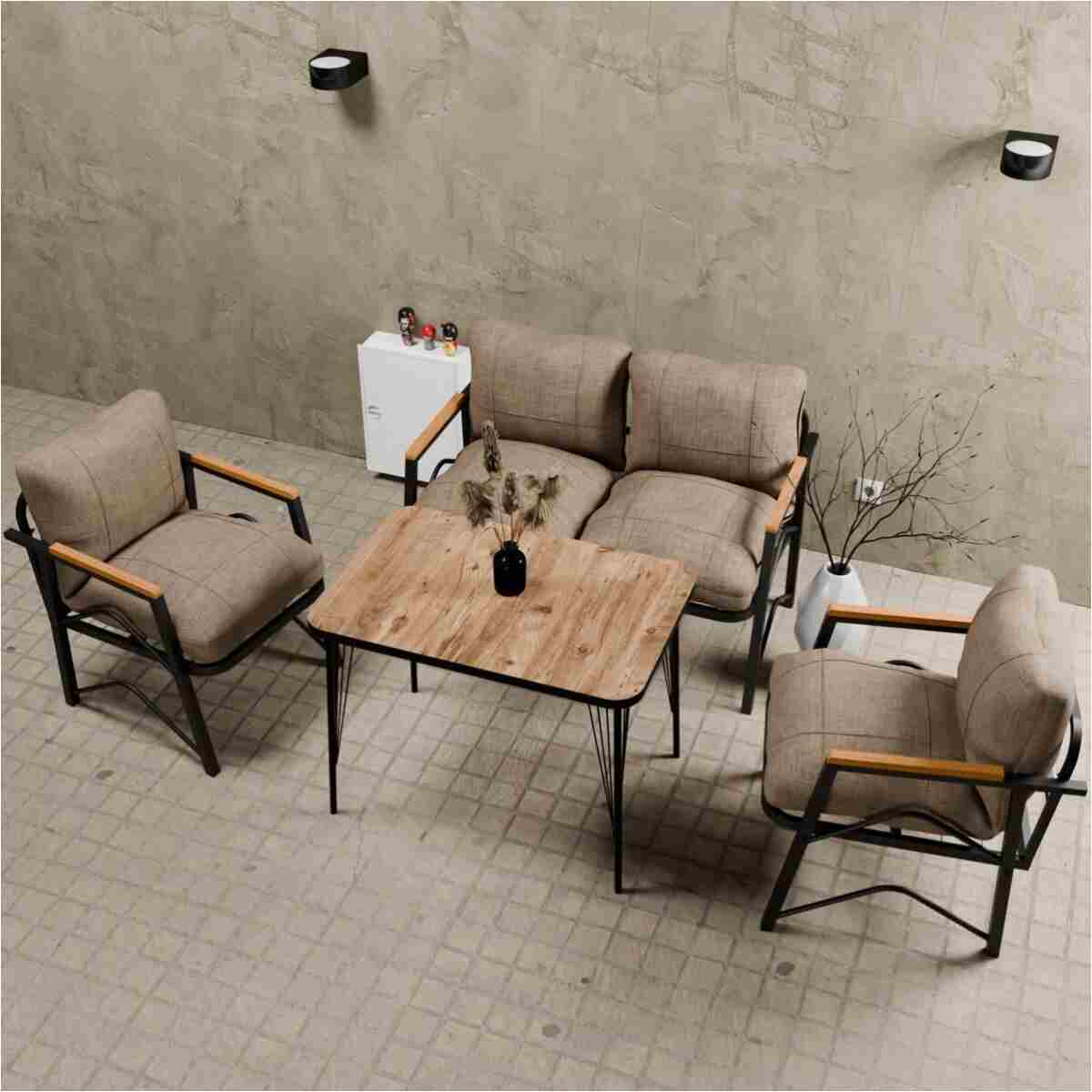 MB GARDEN FURNITURE Simetri Model, Balkon, Bahçe, Cafe, Metal Koltuk Takımı, Bahçe Takımı , Çay Seti, 2 1 1 Masa - Görsel 2