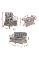 Evdemo Icon Rattan Bahçe Balkon Oturma Takımı 2+1+1+Camlı Masa Cappuccino - Görsel 7
