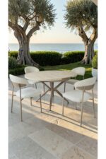 fursimo Adore Serisi Açılabilir Yemek Masası Takımı 100x100 → 135x100 cm | 1. Sınıf MDF Lak Panel | Metal Ay - Görsel 3