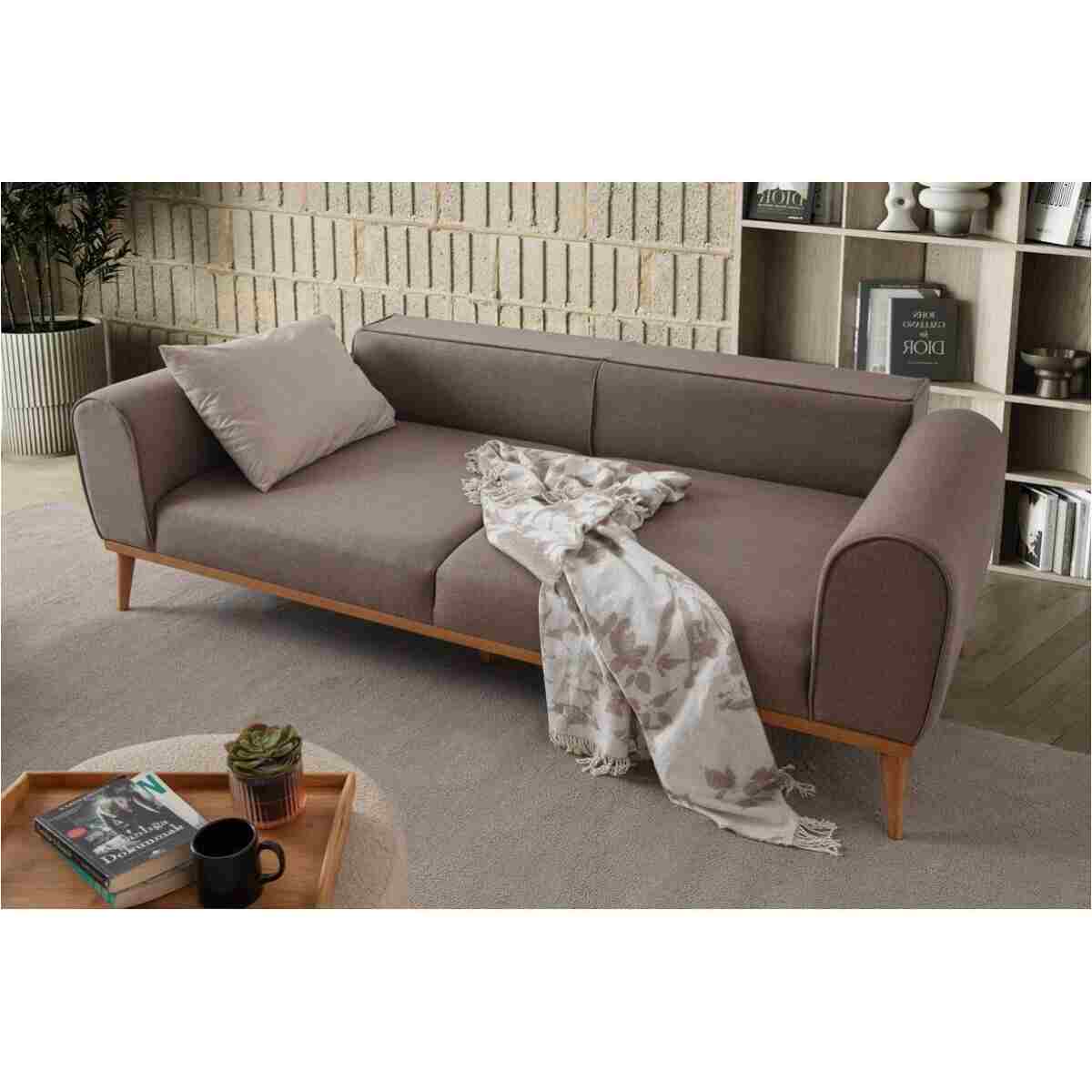 EDSY HOME Rebull 3+3+1 Koltuk Takımı Kahverengi + Sütlü Kahve - Görsel 5