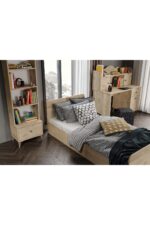 WENCE Modern Genç Odası Takımı Meşe - 4 Parçalı Ve Tamamı 1. Kalite Mdf - Görsel 3