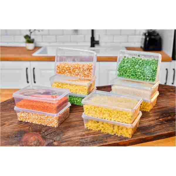 SUPERPUP Saklama Kabı 20 Adet 1 Litre Kendinden Kapaklı Ve Kilitli Dondurucu Ve Gıda Hava Almaz 19x13x6 Cm