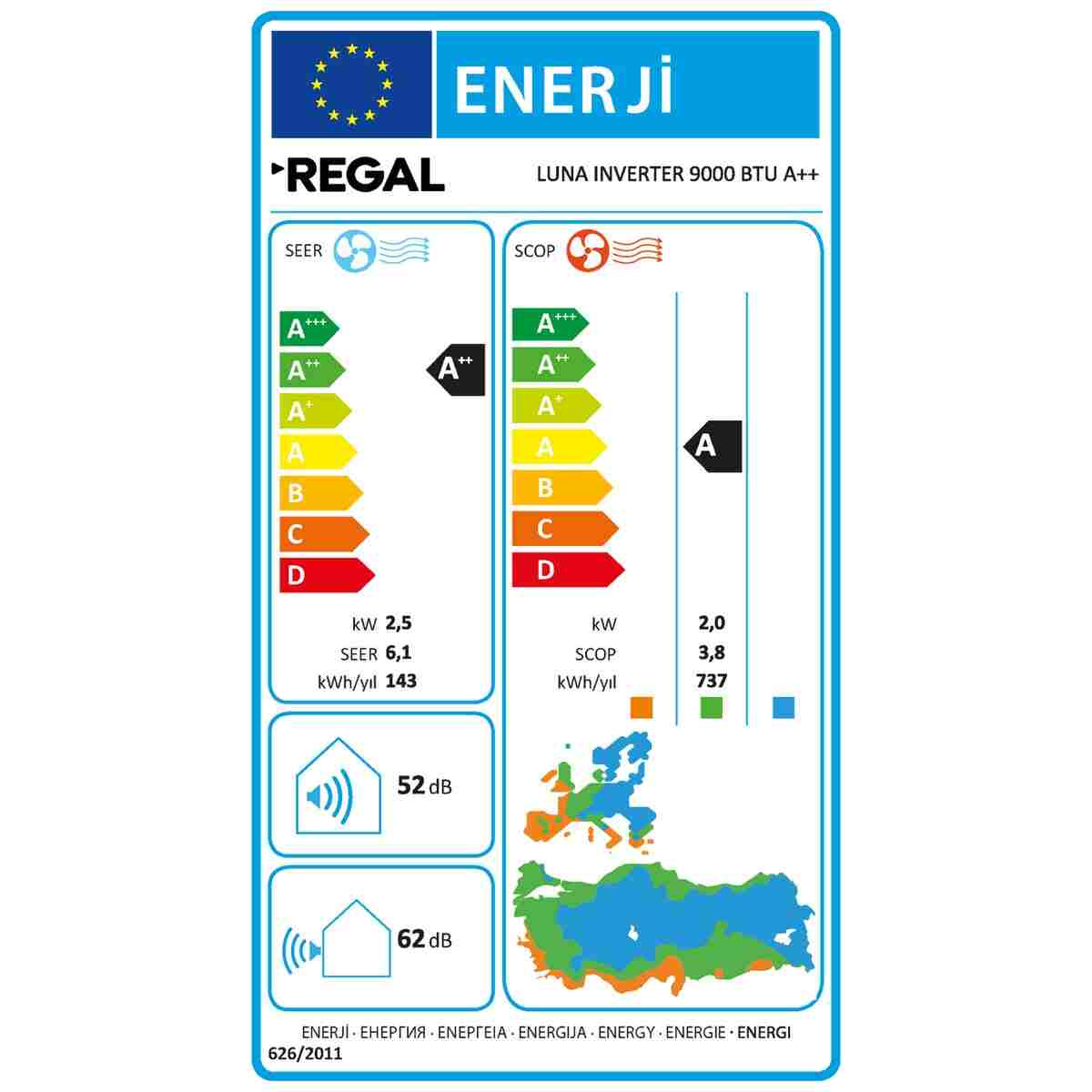 Regal Luna Inverter A++ 9000 BTU Duvar Tipi Klima - Görsel 14
