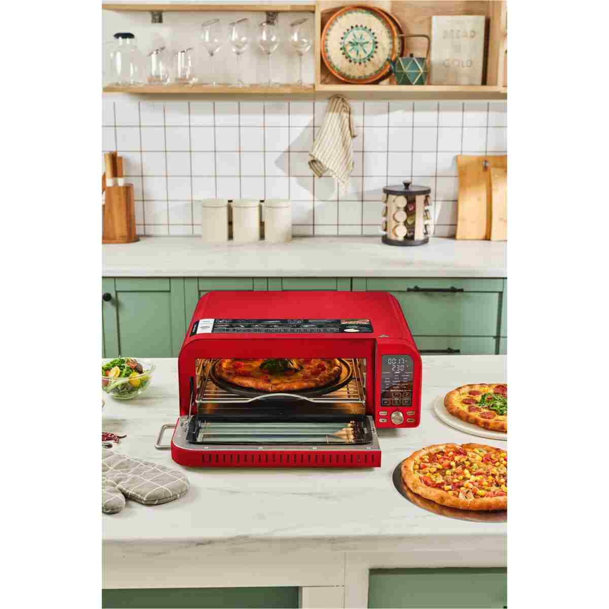 Karaca Multicrust Artisan Retro Pizza Makinesi ve Airfryer Mat Siyah - Görsel 11
