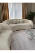 Bilgin Design Fasulye Teddy Koltuk Takımı 3 3 1 Süt Beyaz - Görsel 4