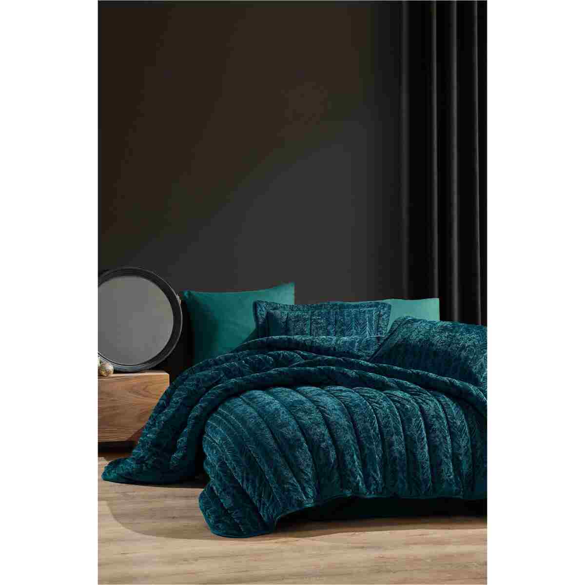 Elart Velvet Comfort Set Uyku Seti Çift Kişilik Kadife 6 parça (230x220cm) Gülkurusu - Görsel 4