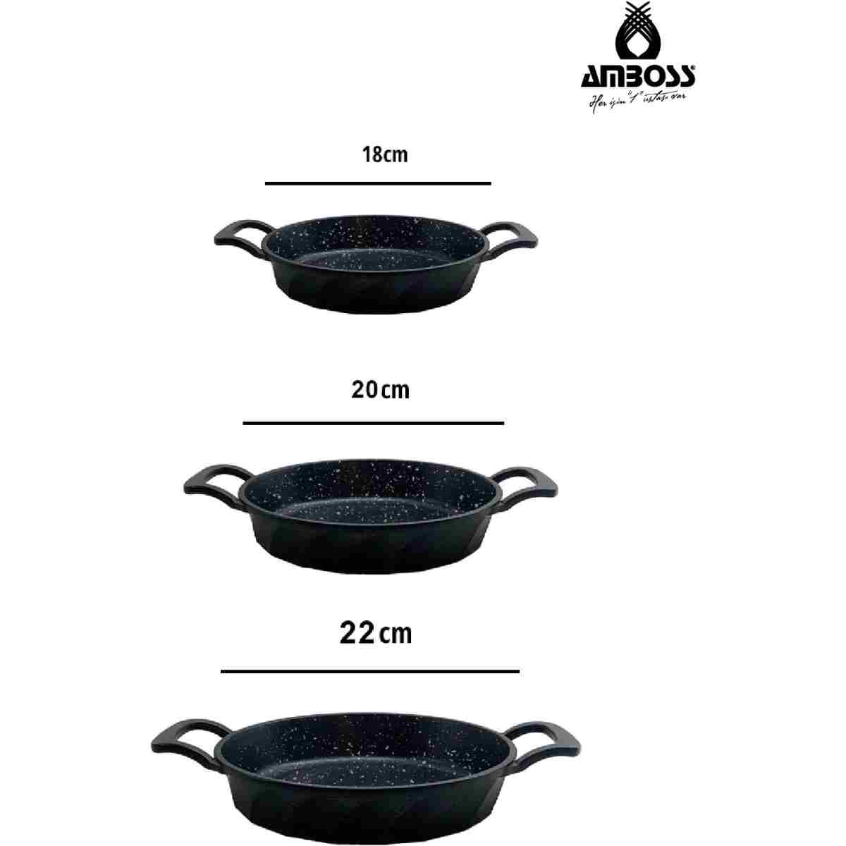 Amboss Kuvars 3 Parça Döküm Titanyum Kaplama Yanmaz Yapışmaz Sahan (OMLET) Seti - Görsel 3